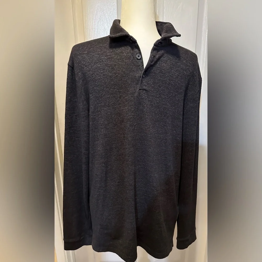 Marc Anthony Sweater Gray Knit Long Sleeve Pointed Collar Size Slim Fit Medium